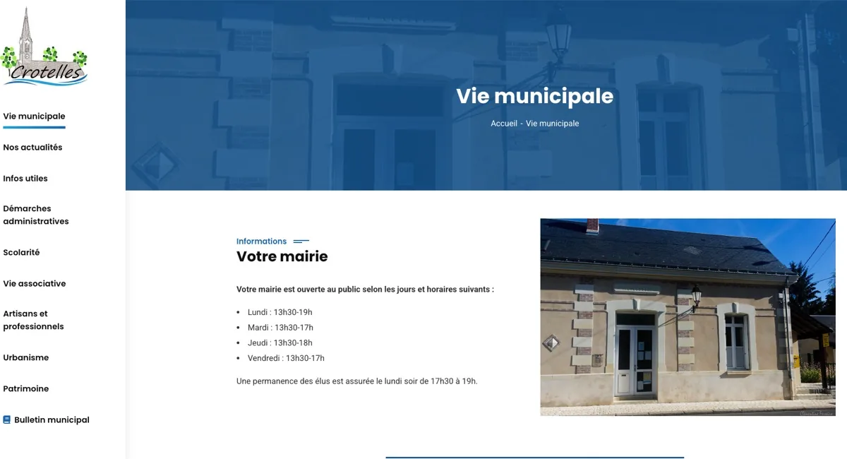 Site de la commune de Crotelles, rubrique Vie municipale